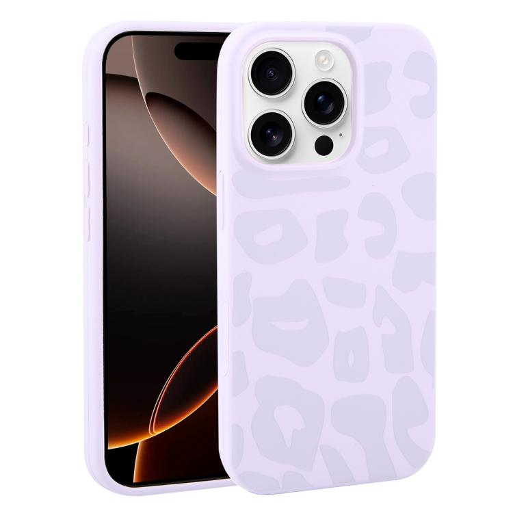 Custodia in silicone liquido leopardata per iPhone 16 Pro Max