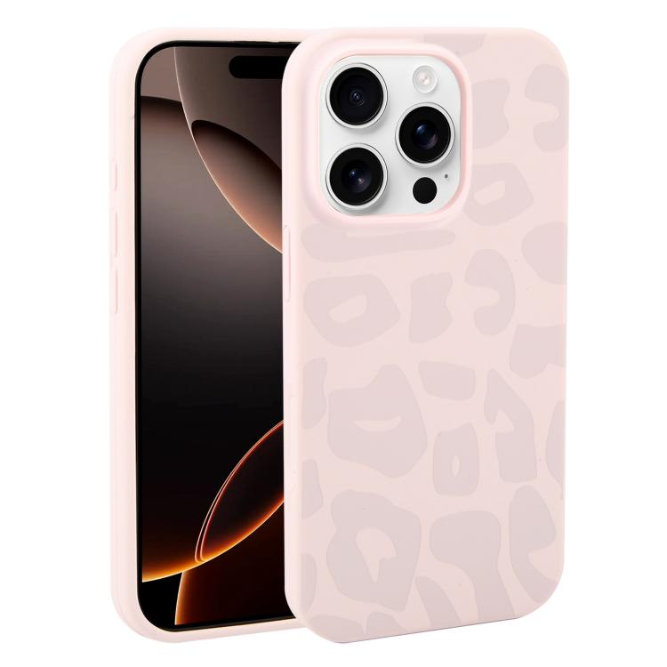 Custodia in silicone liquido leopardata per iPhone 16 Pro Max