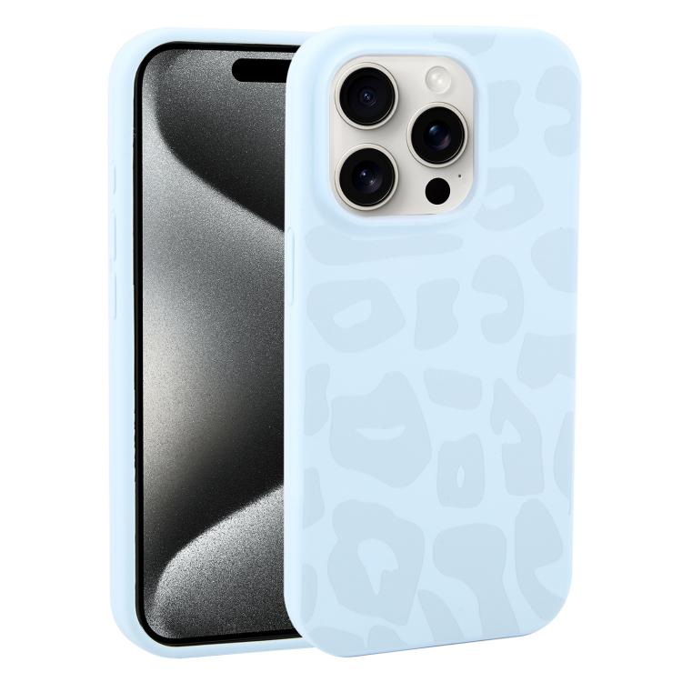 Custodia in silicone liquido leopardata per iPhone 15 Pro Max