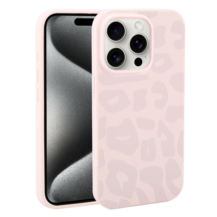 Custodia in silicone liquido leopardata per iPhone 15 Pro Max