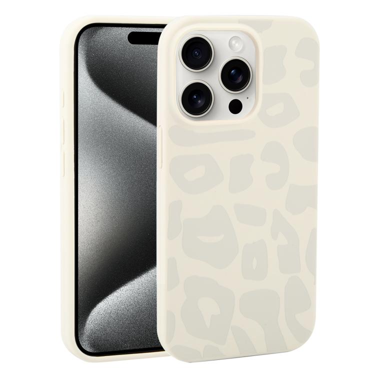 Custodia in silicone liquido leopardata per iPhone 15 Pro Max
