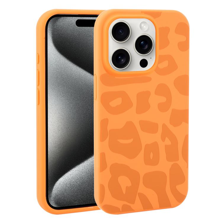 Custodia in silicone liquido leopardata per iPhone 15 Pro Max