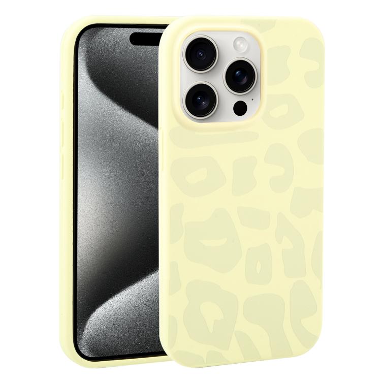 Custodia in silicone liquido leopardata per iPhone 15 Pro Max