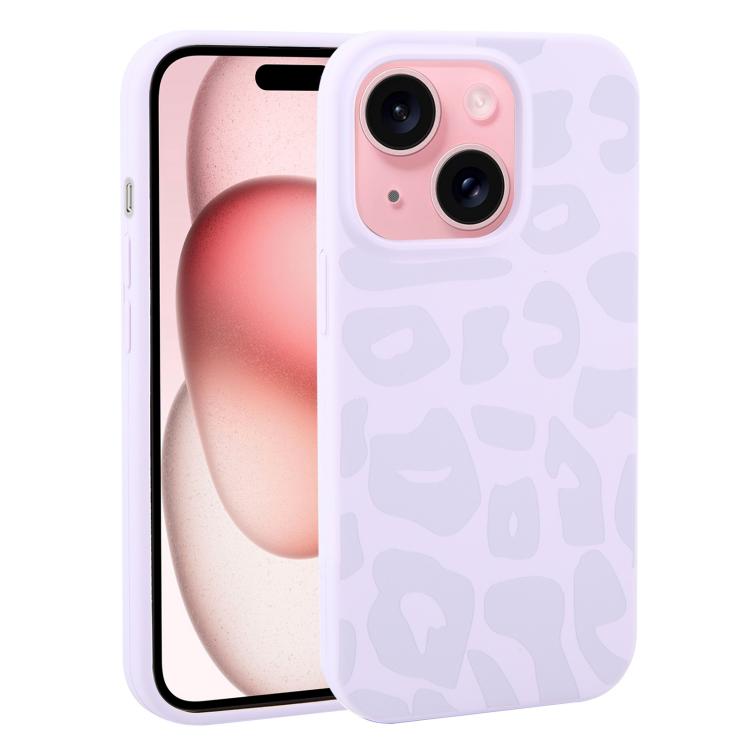 Custodia in silicone leopardata per iPhone 15 Plus