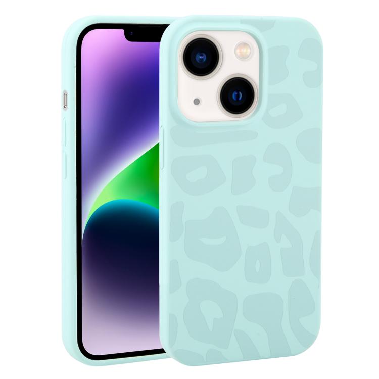 Custodia in silicone liquido leopardata per iPhone 14 Plus