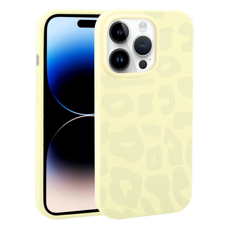 Custodia in silicone liquido leopardata per iPhone 14 Pro