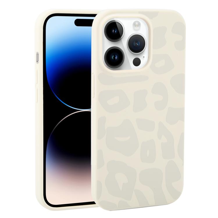 Custodia in silicone liquido leopardata per iPhone 14 Pro