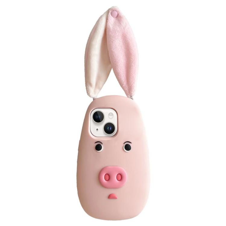 Simpatica custodia per telefono in silicone antiurto con orecchie di peluche a forma di maialino in 3D in stile cartone animato., For iPhone 17 Pro Max, For iPhone 17 Pro, For iPhone 17, For iPhone 16 Pro Max, For iPhone 16 Pro, For iPhone 16          ...