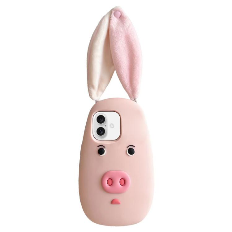 Simpatica custodia per telefono in silicone antiurto con orecchie di peluche a forma di maialino in 3D in stile cartone animato., For iPhone 17 Pro Max, For iPhone 17 Pro, For iPhone 17, For iPhone 16 Pro Max, For iPhone 16 Pro, For iPhone 16          ...