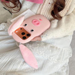 Simpatica custodia per telefono in silicone antiurto con orecchie di peluche a forma di maialino in 3D in stile cartone animato., For iPhone 17 Pro Max, For iPhone 17 Pro, For iPhone 17, For iPhone 16 Pro Max, For iPhone 16 Pro, For iPhone 16          ...