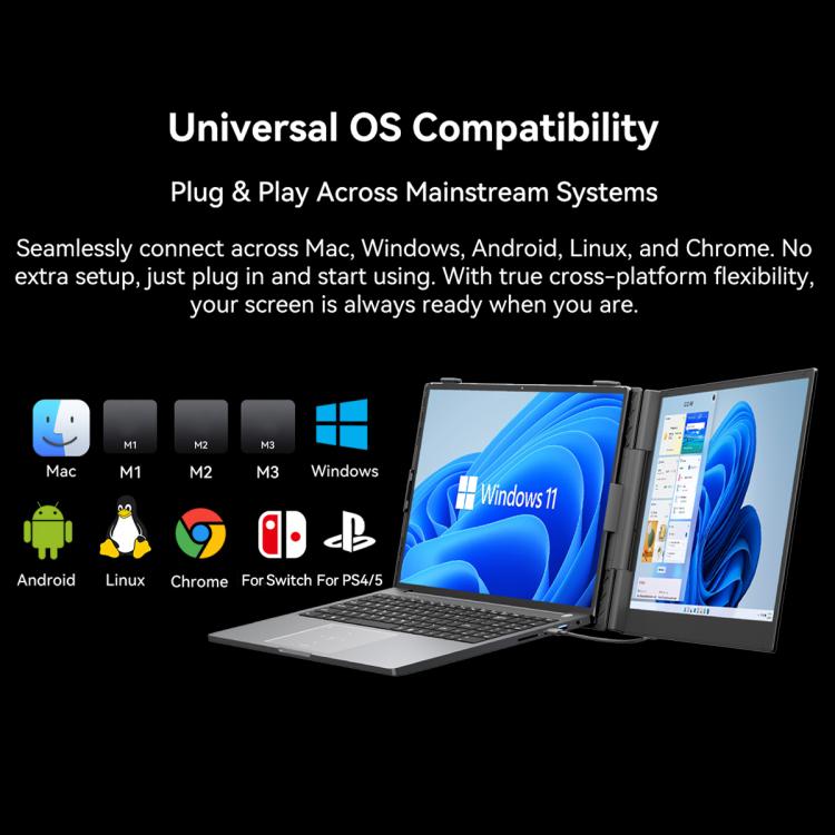 Blackview SCM8 15.3 inch Portable Laptop Ultra-thin LCD Monitor Screen Extender with Stand, SCM8