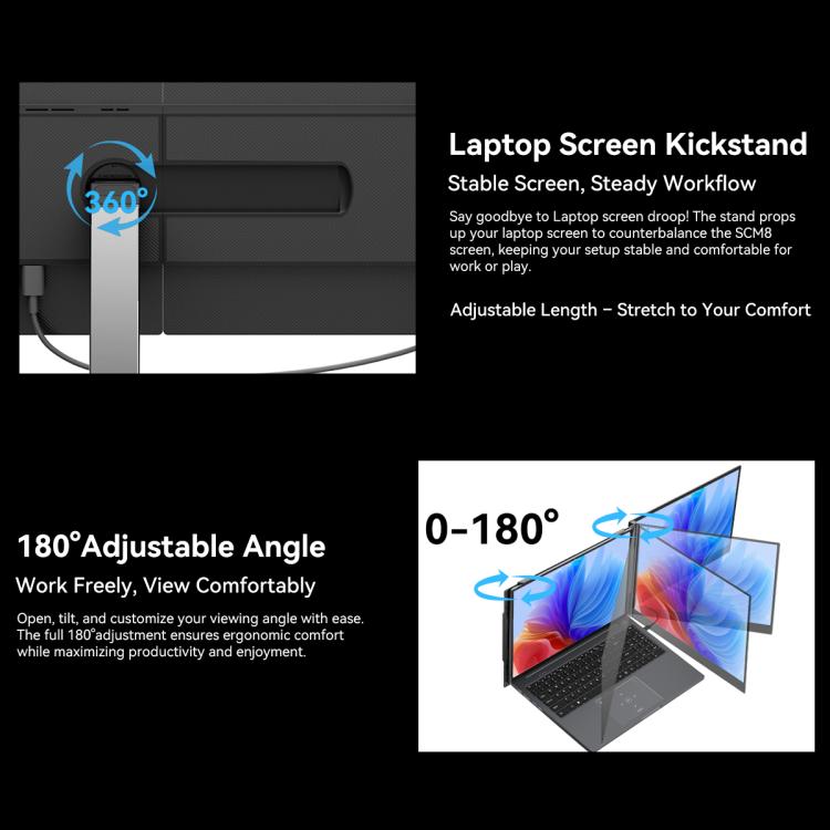 Blackview SCM8 15.3 inch Portable Laptop Ultra-thin LCD Monitor Screen Extender with Stand, SCM8