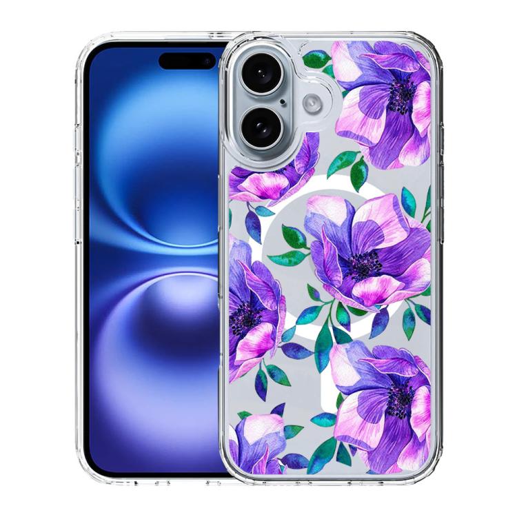 Custodia per telefono antiurto magnetica in TPU + PC con stampa a motivi., For iPhone 16 Plus