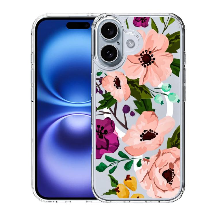 Custodia per telefono antiurto magnetica in TPU + PC con stampa a motivi., For iPhone 16 Plus