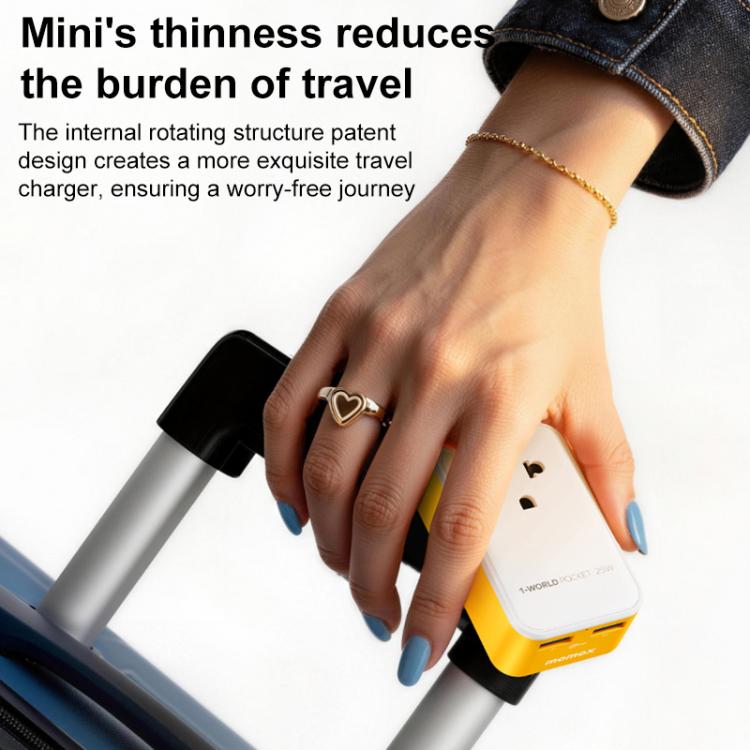 MOMAX UA32 1-World Pocket 25W 4-Port Ultra-thin GaN Universal Travel Adapter, AU Plug, EU Plug, UK Plug, US Plug