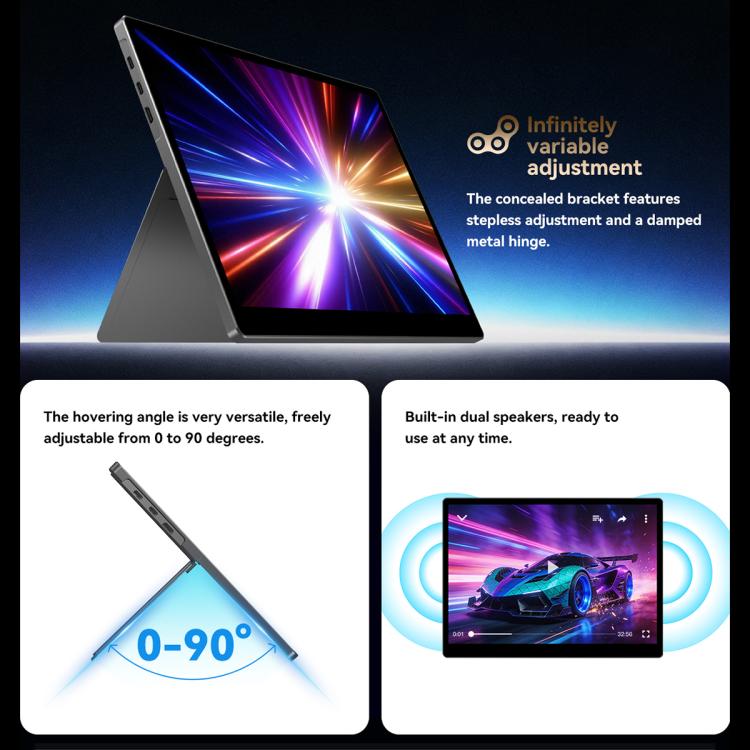 HAILESI S135 13.5 inch 2.2K 500nit Portable Monitor with Folding Stand