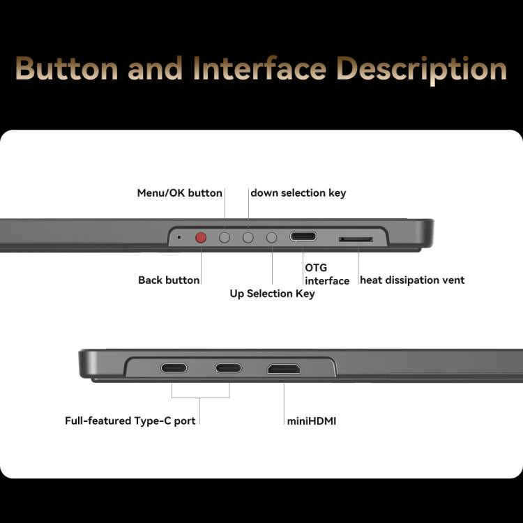 HAILESI S135 13.5 inch 2.2K 500nit Portable Monitor with Folding Stand