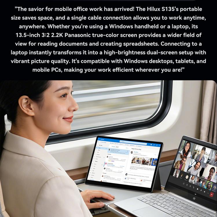 HAILESI S135 13.5 inch 2.2K 500nit Portable Monitor with Folding Stand