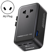 Adattatore da viaggio universale ultrasottile GaN a 4 porte MOMAX UA36 1-World Pocket da 70 W, 1-World Pocket, 70 W., AU Plug, EU Plug, UK Plug, US Plug
