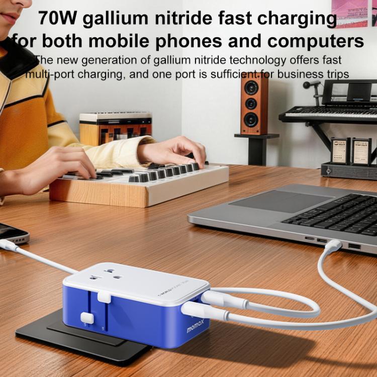 Adattatore da viaggio universale GaN 70W 4 porte Momax