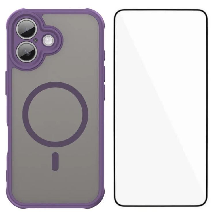 Custodia magnetica per telefono WANLONFENG serie FD Skin Touch con pellicola protettiva per lo schermo., For iPhone 16, For iPhone 15 Pro Max, For iPhone 15 Pro, For iPhone 15