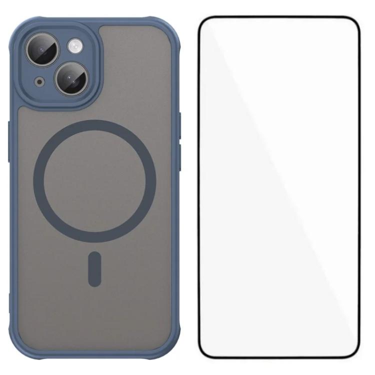 Custodia magnetica per telefono WANLONFENG serie FD Skin Touch con pellicola protettiva per lo schermo., For iPhone 16, For iPhone 15 Pro Max, For iPhone 15 Pro, For iPhone 15