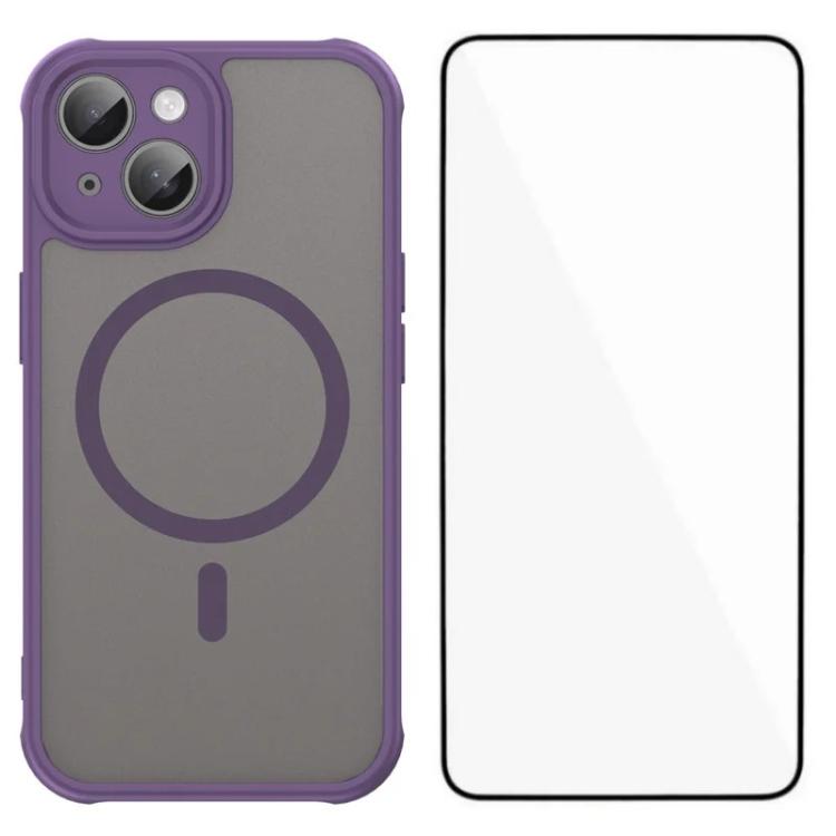 Custodia magnetica per telefono WANLONFENG serie FD Skin Touch con pellicola protettiva per lo schermo., For iPhone 16, For iPhone 15 Pro Max, For iPhone 15 Pro, For iPhone 15