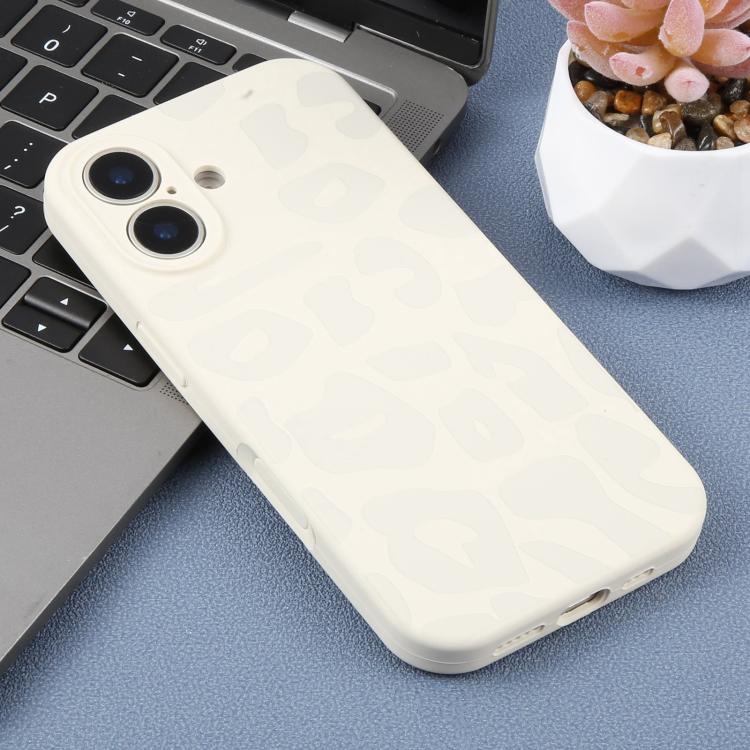 Custodia in silicone per iPhone 16 Plus con stampa leopardata