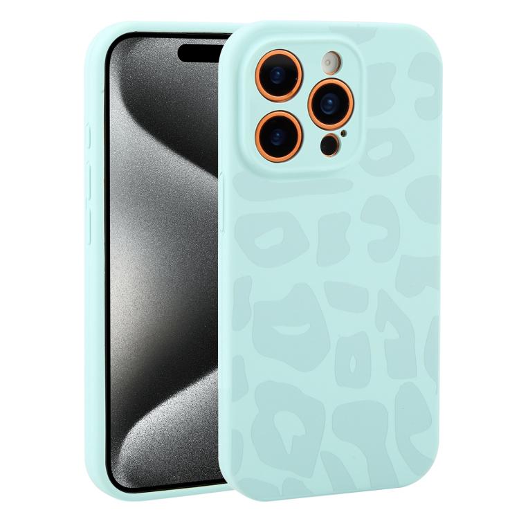 Custodia in silicone liquido leopardata per iPhone 15 Pro Max
