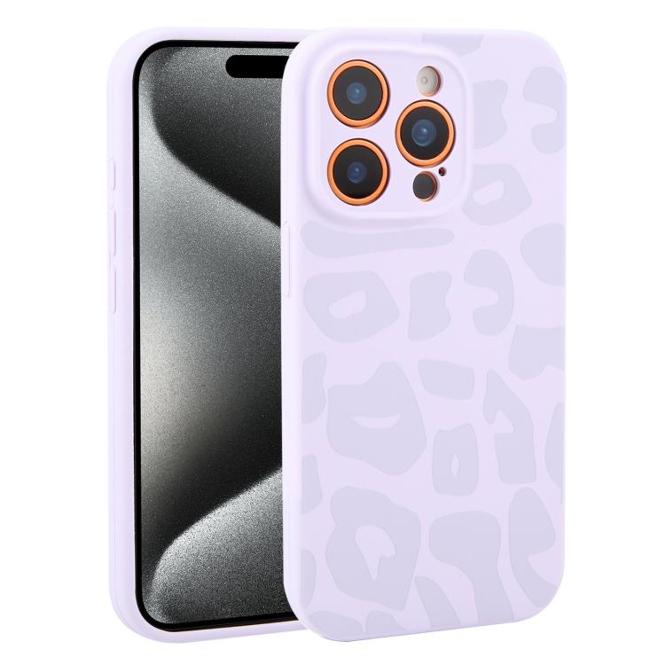 Custodia in silicone liquido leopardata per iPhone 15 Pro Max