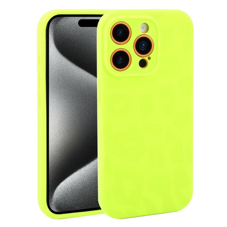 Custodia in silicone liquido leopardata per iPhone 15 Pro Max