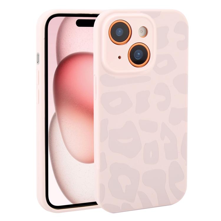 Custodia in silicone per iPhone 15 Plus con stampa leopardata