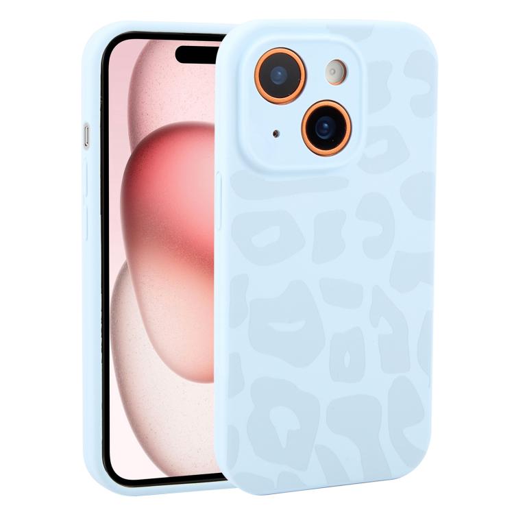 Custodia in silicone per iPhone 15 Plus con stampa leopardata