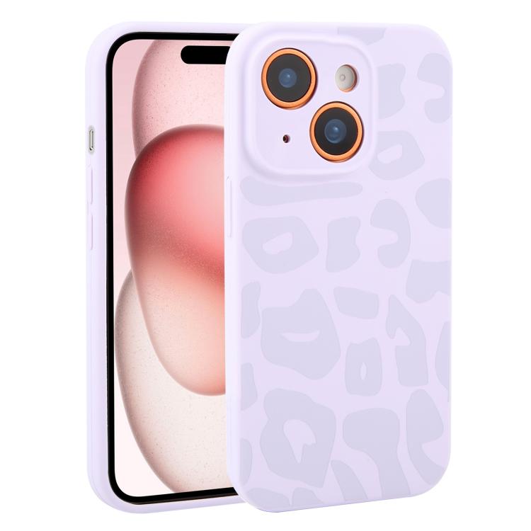Custodia in silicone per iPhone 15 Plus con stampa leopardata