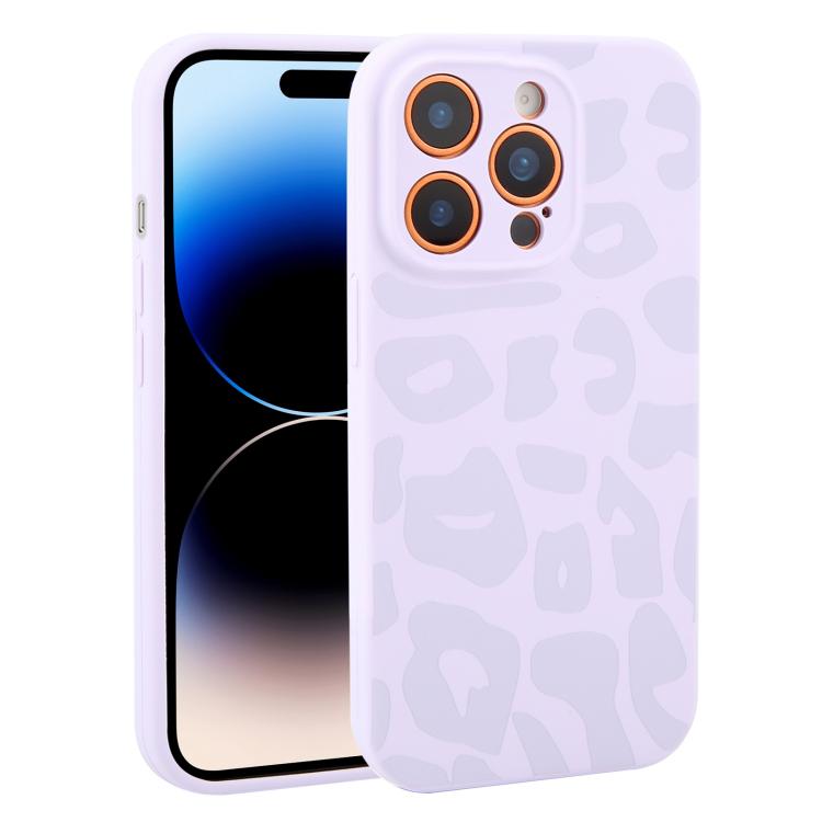 Custodia in silicone liquido leopardata per iPhone 14 Pro