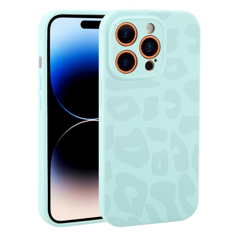 Custodia in silicone liquido leopardata per iPhone 14 Pro
