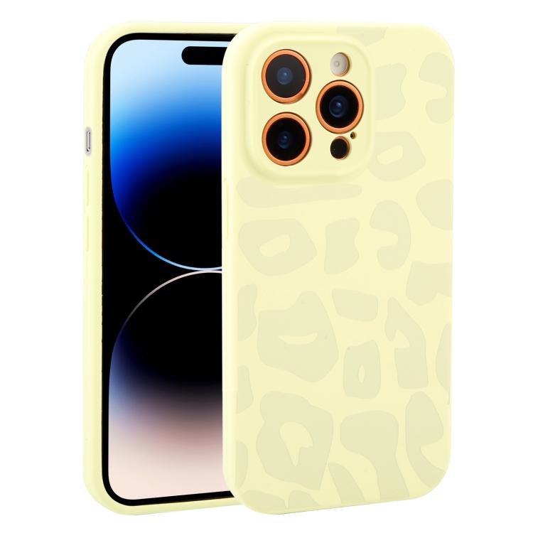 Custodia in silicone liquido leopardata per iPhone 14 Pro