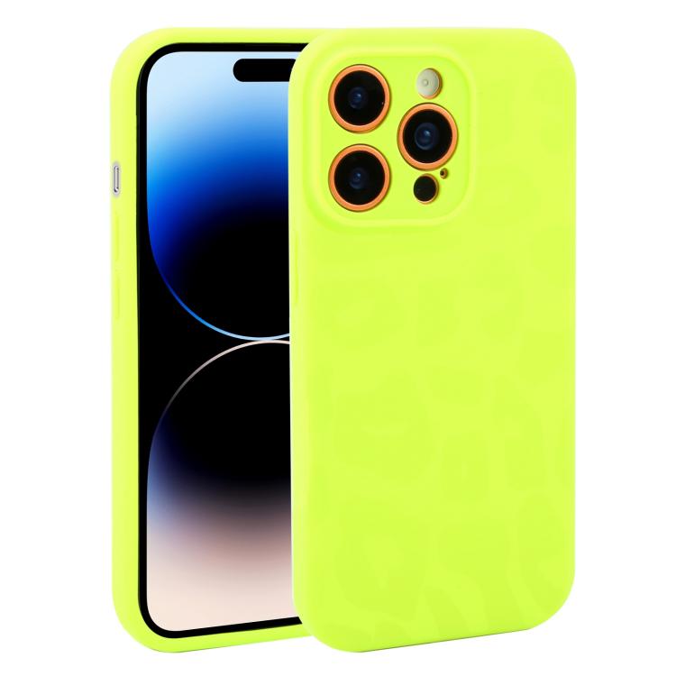Custodia in silicone liquido leopardata per iPhone 14 Pro