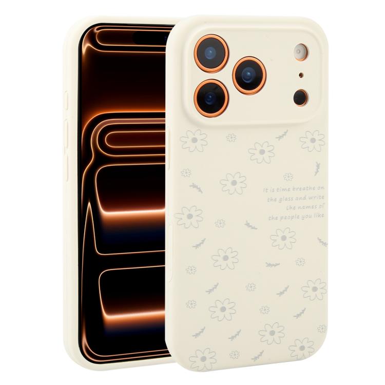 Custodia per telefono in silicone liquido con fori di precisione e stampa floreale a margherite., For iPhone 17 Pro Max, For iPhone 17 Pro, For iPhone 17, For iPhone Air