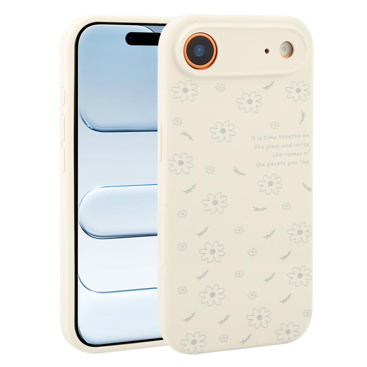 Custodia per telefono in silicone liquido con fori di precisione e stampa floreale a margherite., For iPhone 17 Pro Max, For iPhone 17 Pro, For iPhone 17, For iPhone Air