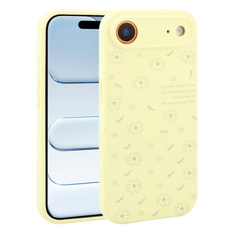 Custodia per telefono in silicone liquido con fori di precisione e stampa floreale a margherite., For iPhone 17 Pro Max, For iPhone 17 Pro, For iPhone 17, For iPhone Air