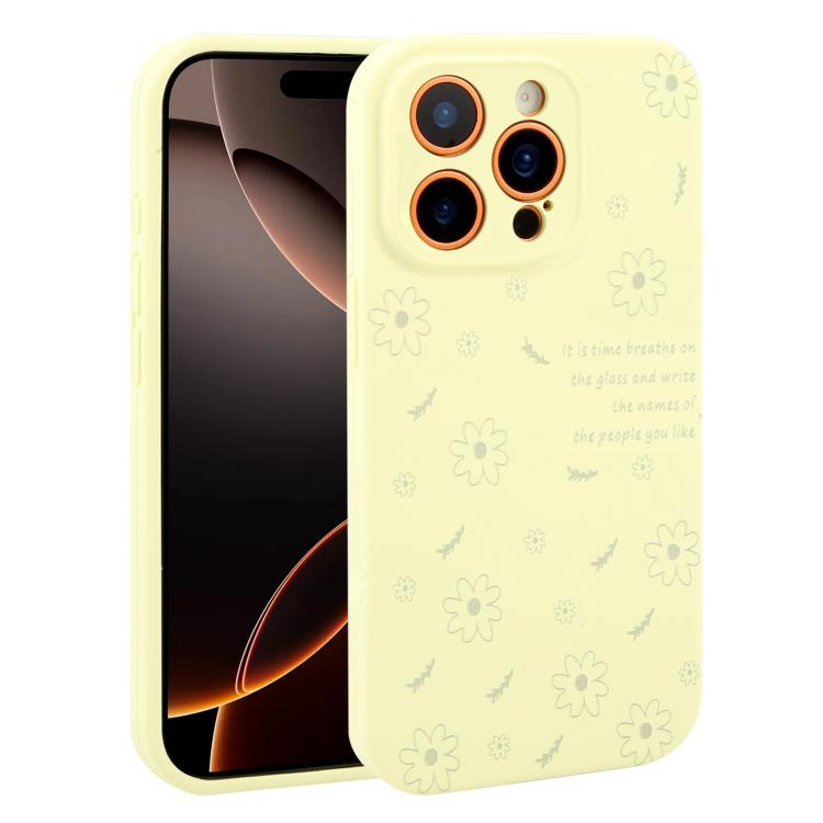 Custodia per telefono in silicone liquido con fori di precisione e stampa floreale a margherite., For iPhone 16 Pro Max, For iPhone 16 Pro, For iPhone 16 Plus, For iPhone 16