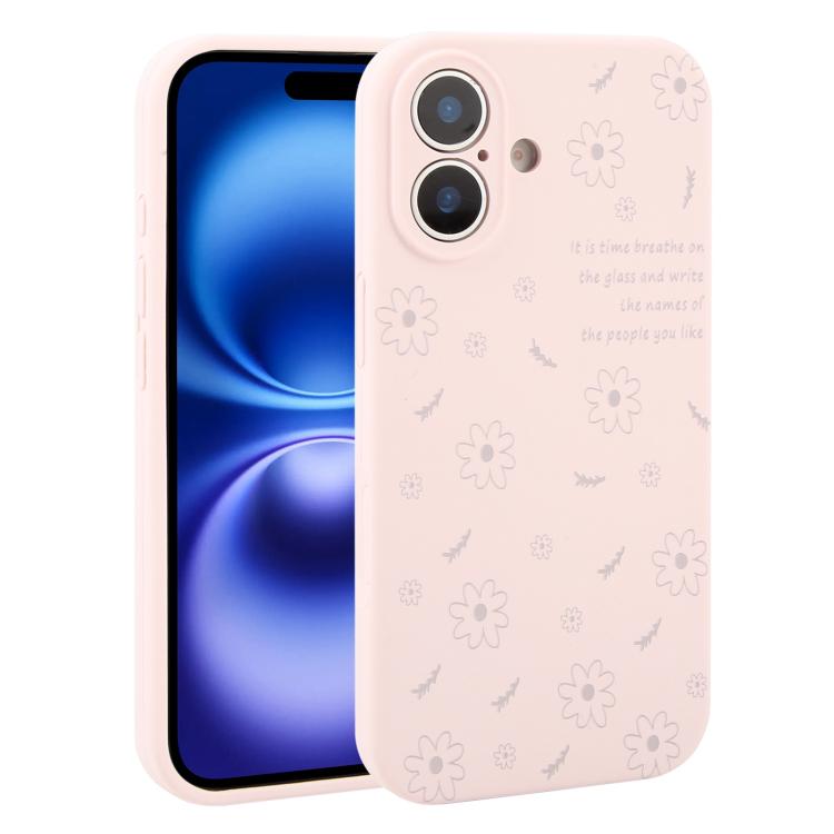 Custodia per telefono in silicone liquido con fori di precisione e stampa floreale a margherite., For iPhone 16 Pro Max, For iPhone 16 Pro, For iPhone 16 Plus, For iPhone 16
