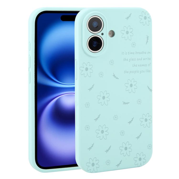 Custodia per telefono in silicone liquido con fori di precisione e stampa floreale a margherite., For iPhone 16 Pro Max, For iPhone 16 Pro, For iPhone 16 Plus, For iPhone 16