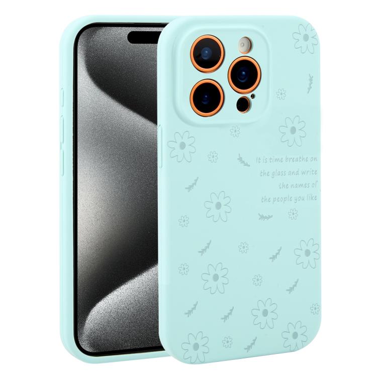 Custodia per telefono in silicone liquido con fori di precisione e stampa floreale a margherite., For iPhone 15 Pro Max, For iPhone 15 Pro, For iPhone 15 Plus, For iPhone 15