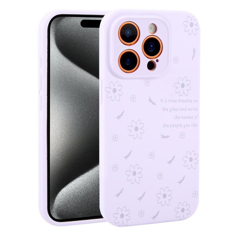Custodia per telefono in silicone liquido con fori di precisione e stampa floreale a margherite., For iPhone 15 Pro Max, For iPhone 15 Pro, For iPhone 15 Plus, For iPhone 15