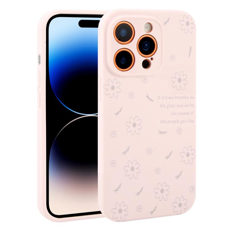 Custodia per telefono in silicone liquido con fori di precisione e stampa floreale a margherite., For iPhone 14 Plus, For iPhone 14, For iPhone 14 Pro, For iPhone 14 Pro Max