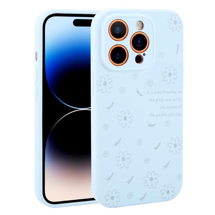 Custodia per telefono in silicone liquido con fori di precisione e stampa floreale a margherite., For iPhone 14 Plus, For iPhone 14, For iPhone 14 Pro, For iPhone 14 Pro Max