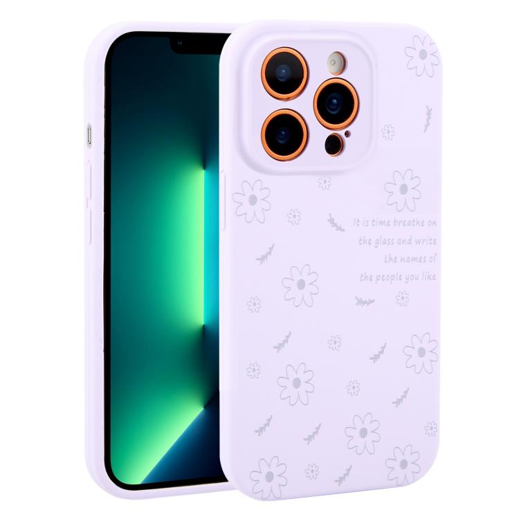 Custodia per telefono in silicone liquido con fori di precisione e stampa floreale a margherite., For iPhone 13 Pro Max, For iPhone 13 Pro, For iPhone 13, For iPhone 12