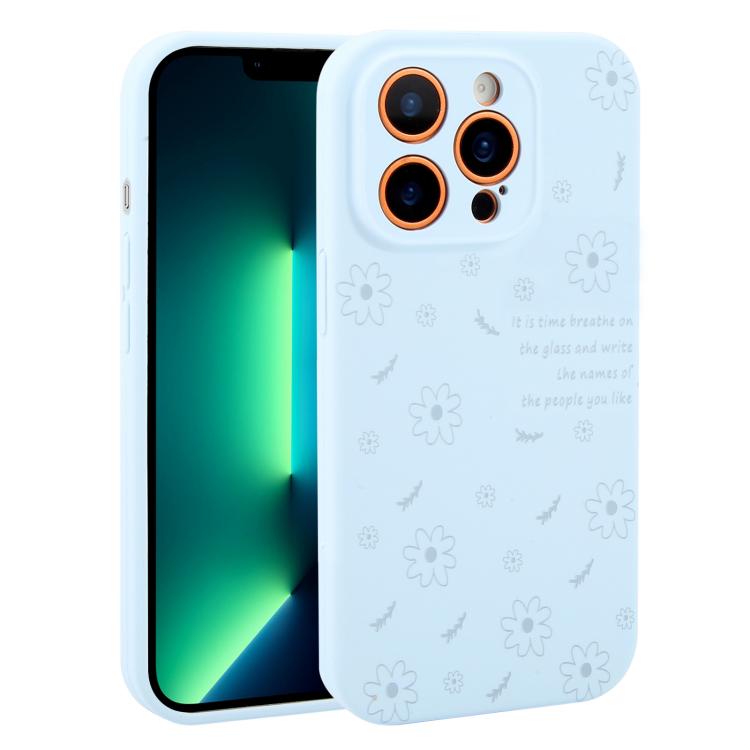 Custodia per telefono in silicone liquido con fori di precisione e stampa floreale a margherite., For iPhone 13 Pro Max, For iPhone 13 Pro, For iPhone 13, For iPhone 12